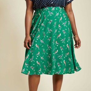 COPY - ModCloth Parakeet Birds Print Full Circle Midi Skirt - Size S